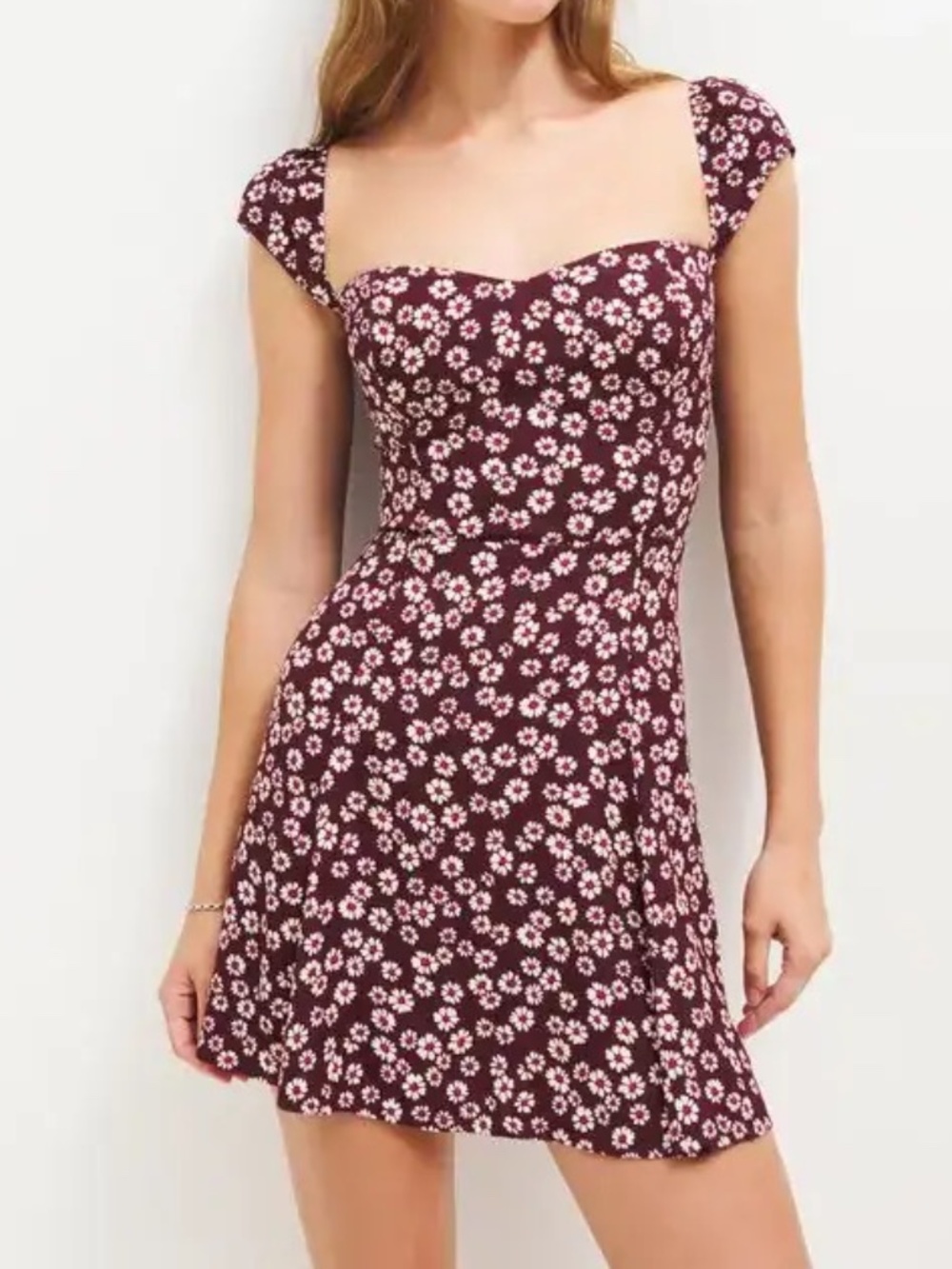 Reformation Sleeveless Tanis Burgundy Floral Sweetheart Mini Dress 4